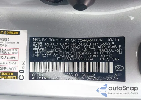 2016 Lexus Rc z USA, uszkodzony, nr VIN JTHHA5BC6G5000634